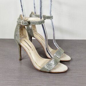 Enzo Angiolini Glitter Heels, Silver, Womens Size 6 M